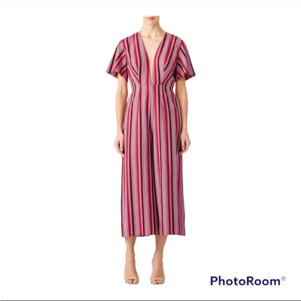 The Jetset Diaries Sundown Striped %100 Cotton Wide Leg Jumpsuit M 2404